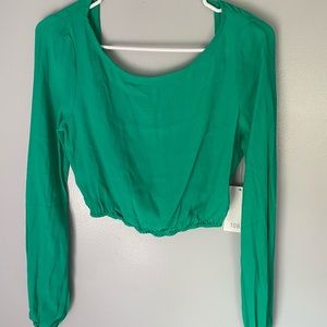 Tobi Green Cropped Backless Top